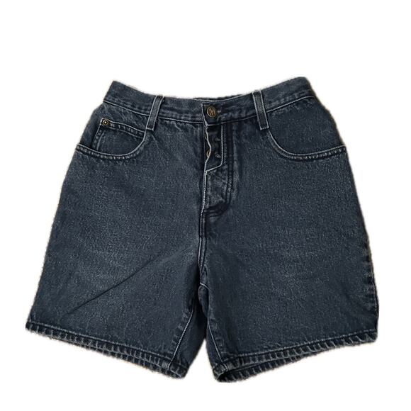 1990s Dark Blue Denim Jean Shorts Button Fly / waist 24” XS - Picture 1 of 4
